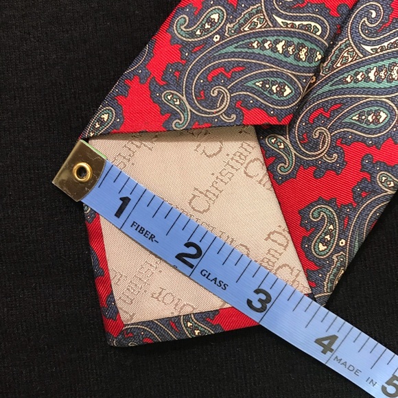 Christian Dior Silk Neck Tie Red Maroon - Picture 5 of 6
